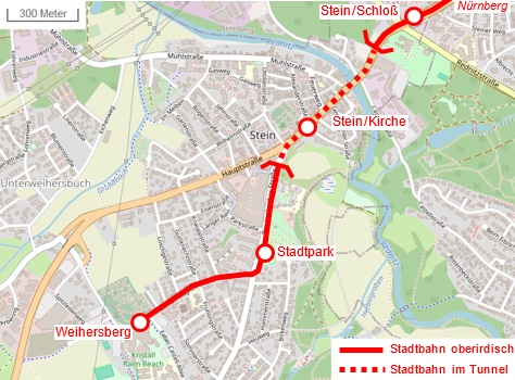 Stadtbahntrasse in Stein